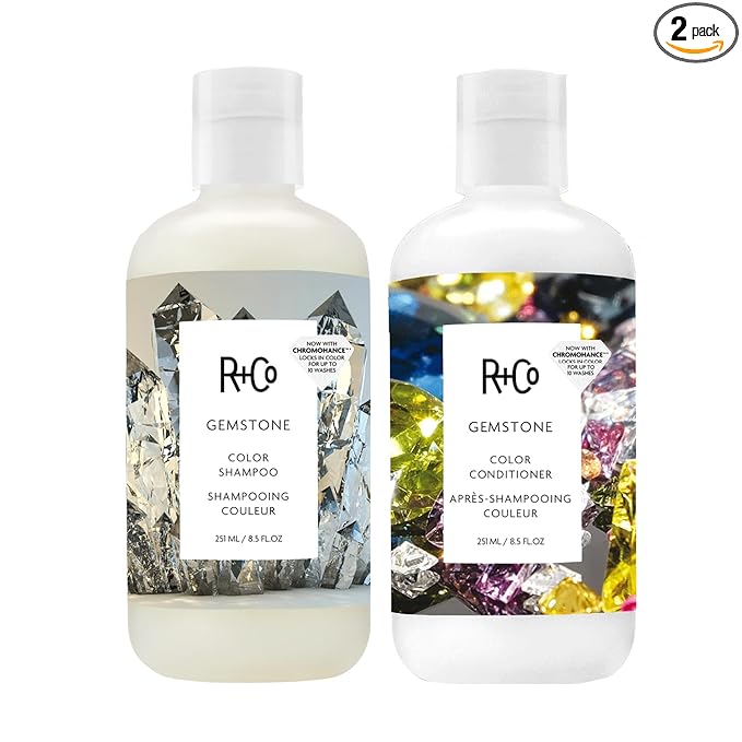 R+Co Gemstone Color Shampoo and Conditioner Set – Color Protection for Vibrant, Fade-Resistant Hair – Hydration, Shine & Sealed Split Ends – Sulfate-Free, Vegan & Cruelty-Free – 8.5 oz 2PK + Sample