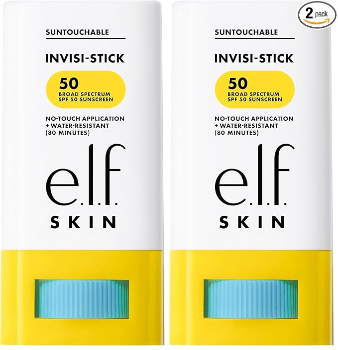 e.l.f. SKIN Suntouchable Invisi-Stick SPF 50, Clear Sunscreen For A Natural Finish, Made With Moisturizing Sunflower Seed Oil, Vegan & Cruelty-Free, (Pack of 2)