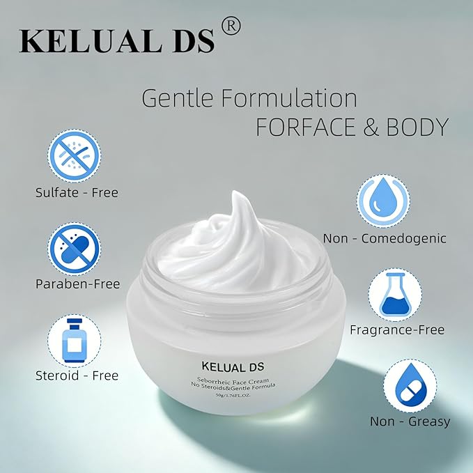 Seborrheic Face Cream for Sensitive Skin, Steroid-Free Gentle Formula, with Ceramides and Calendula Extract, 1.76 fl oz