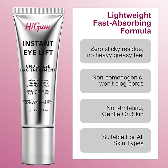 Instant Firm Eye Tighter, Under Eye Treatment for Bags, Wrinkles, Puffiness & Dark Circles, Anti-Aging Under Eye Cream with Precision Application Brush | All Skin Types （1）