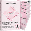 grace & stella Award-Winning Foot Peel Mask - Foot Peeling Mask with Aloe Vera - Moisturizing Foot Mask for Dry Cracked Feet - Foot Exfoliator for Baby Soft Feet (4 Pairs, Unscented)