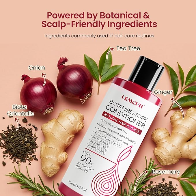 Hair Conditioner for Thinning Hair – Onion & Biotin Conditioner for Scalp Care – Strengthening & Moisturizing Formula with Caffeine, Ginger & Ginseng – Gentle Daily Use, 12.5Fl Oz