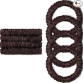 Scrunchies Hair Ties Silk Satin Scrunchy, WantGor Women 4PC Pure Mulberry Silk Skinny Elastic Scrunchies Hair Bands Bracelets Ponytail Holders Hair Accessories (Brown*4)