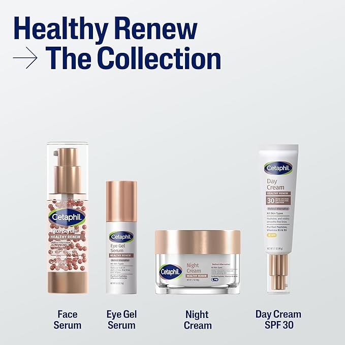Cetaphil Healthy Renew Skin Tightening Night Cream 1.7 Oz, Wrinkle Repair Cream for Face with Peptides, Retinol Alternative Cream For Sensitive Skin, Fragrance Free