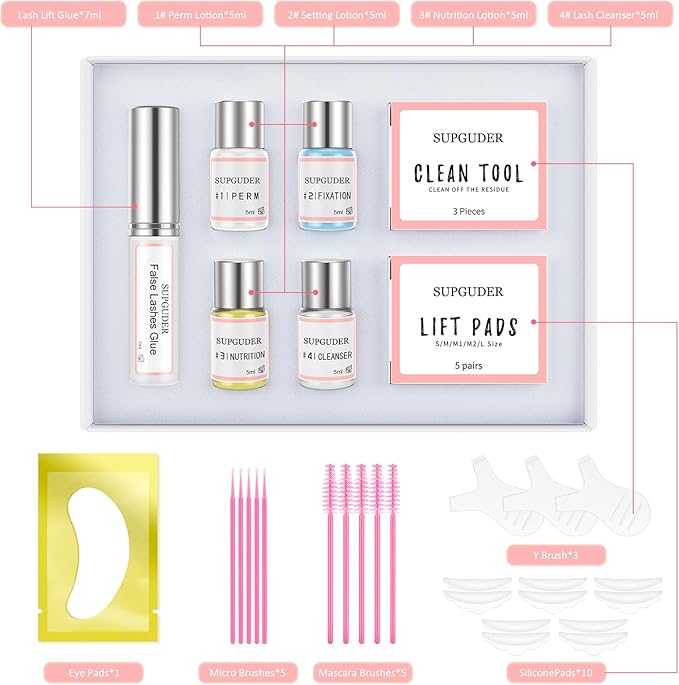 2026 Lash Lift kit Eyelash perm kit,SUPGUDER Professional Eyelash Curling Lash Extension Set,Lash Lifting Tools Suitable for Salon