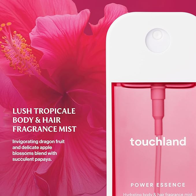 Touchland Hydrating Body & Hair Fragrance Mist – Lush Tropicale – 2 FL OZ Travel Size Perfume Spray – Notes of Dragon Fruit, Apple Blossoms and Papaya