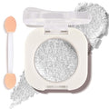 Cold Silver Glow Eyeshadow with Brush, Single Glitter Mini Eye shadow Palette, Silky Fine Subtle Shimmer for Old Women, Lightweight & Ultra-Blendable Formula for Daily Eye Glitter Makeup Kit (#12)