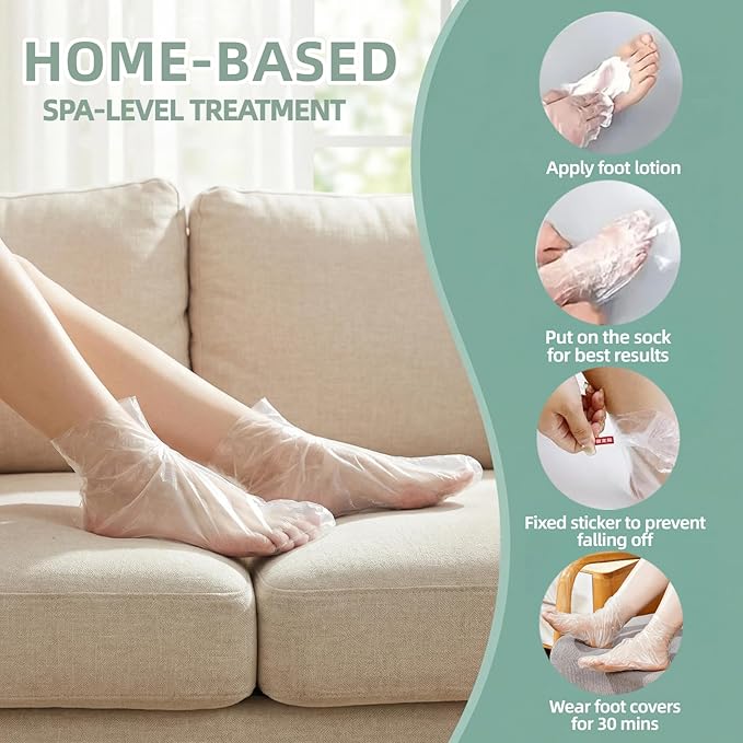 Plastic Disposable Foot Covers, Paraffin Bath Liners for Foot Pedicure Hot Spa Wax Treatment, Larger Thicker Thermal Therapy Feet Covers Bags Plastic Socks Liners (12.2" L x 6.7" W(Pack of 100))
