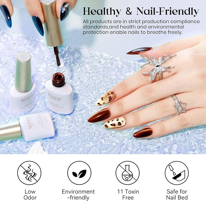 MIZHSE Cat Eye Gel Nail Polish Set, Fall Winter 6 Colors Moonlight Ceramic Magnetic Gel Nail Polish with Magnet Stick, Trendy Glassy Salon Gel Polish Kit Gift Set DIY at Home
