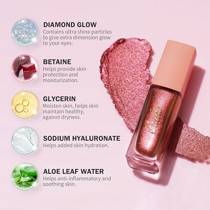 Oulac Liquid Glitter Eyeshadow Liquid Black Eyeshadow Black Shimmer Liquid Eyeliner Non-sticky One-Swipe Coverage with Quick-Drying Crease-resistant Formula.Vegan & Cruelty-Free.(12)