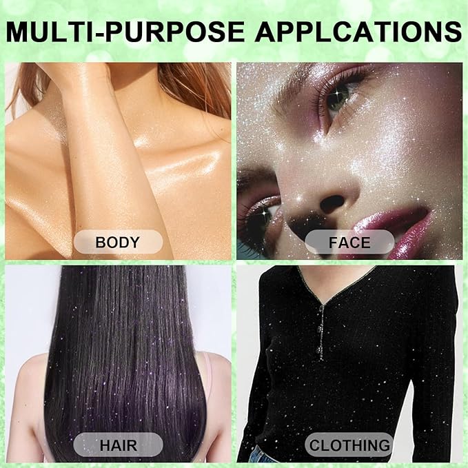Scarman Hair and Body Glitter Spray, 1PC Glitter Hairspray Dry Powder Makeup for Clothes, Festival Rave Prom Loose Sparkle Powder,Holographic Ultra Fine Resin Glitters for Crafts (1PC Light Green)