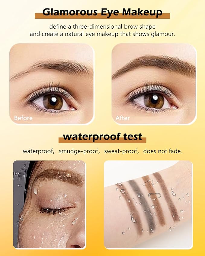 Eyebrow Powder Kit-2 Colors Soft Eye Brow Tinted Powder Palette, Waterproof & Long Lasting Natural Gray Brown Brow, Professional Eyebrow Contour Makeup Set for Women with Mirror Brow Brush & Razor-2#