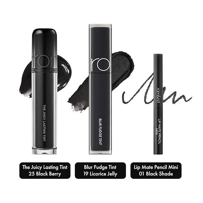 Rom&nd Black Lip Trio Limited Edition K-Beauty Set | Authentic Glossy, Matte & Liner | Hydrating, Buildable, Versatile Makeup Kit