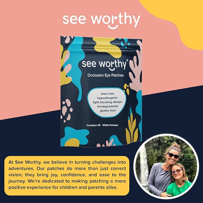 Adhesive Eyepatch for Kids & Adults - As Seen on Shark Tank - Kids Breathable, Comfortable White Eyepatch for Lazy Eye - Amblyopia & Sensitive Skin Medical Eye Patches - 48 Patches by See Worthy