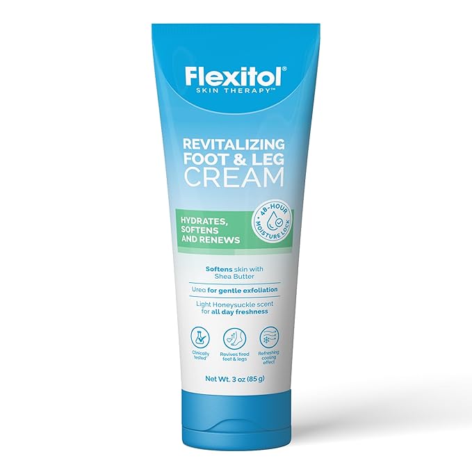Flexitol Revitalizing Foot & Leg Cream, Intensive Hydration for Dry, Rough Feet and Legs, Fast-Absorbing Moisture Care, 3 oz
