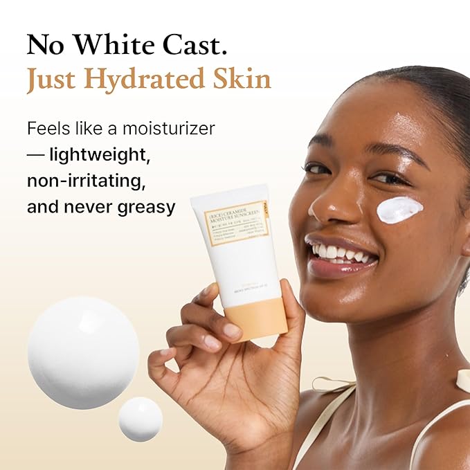FULLY Rice Ceramide Moisture Sunscreen with PDRN, SPF 50 Broad Spectrum, Korean Sunscreen, For All Skin Types, No White Cast, Lightweight, Hydrating, Vegan, Korean Skin Care, 1.69 fl. oz.
