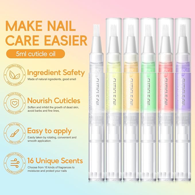 COSCELIA 16 PCS Cuticle Oil Pen for Nails Cuticle Revitalizer Oil Pens Set Nail Care Nourishment Treatment Moisturized Repair Pen Bulk Manicure Tools for Gel Nails Gifts for Women