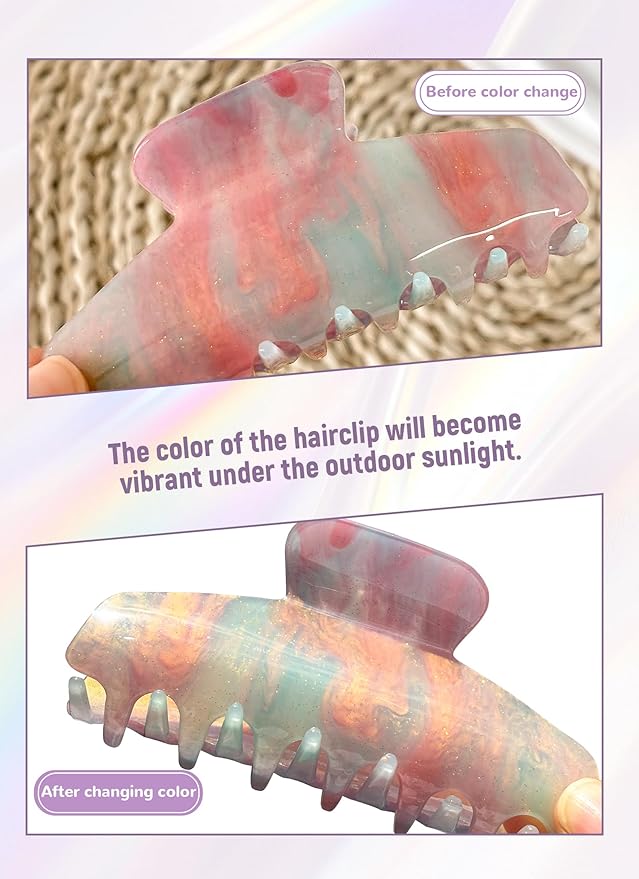 2 Pack Large Acrylic Hair Claw Clips for Women - 4.3 Inch Strong Hold Nonslip Hair Clips Big Claw Barrettes for Thick Thin Hair, Cute Durable Jaw Clips for Women Girls