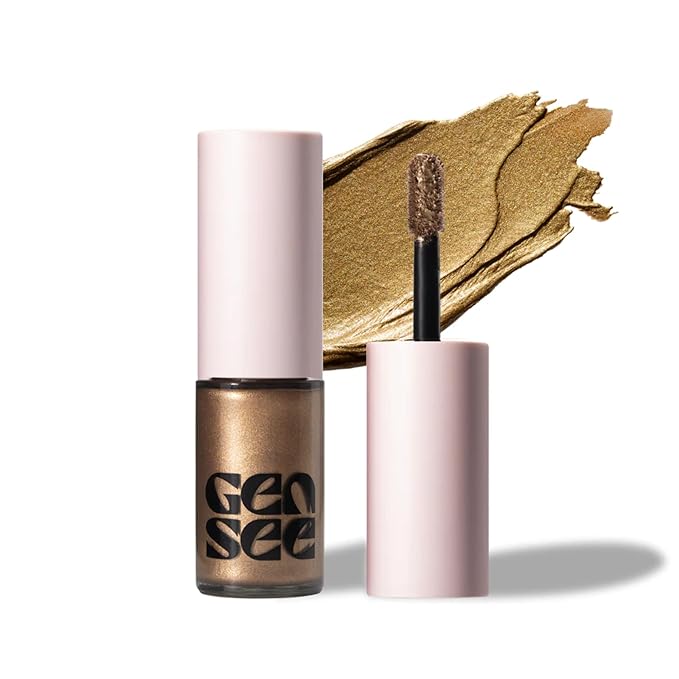 Gen See Mixed Media Metallic Liquid Eyeshadow, Desert Highway – High Shine Molten Metal Eye Color, Featherlight Full Coverage Shimmer, Multi-Use Highlight Makeup, Vegan Cruelty-Free, Made in Italy