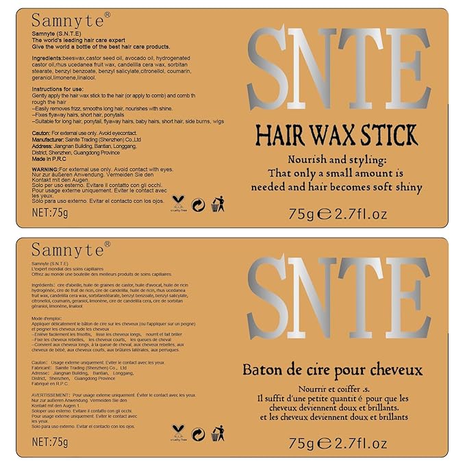 Slick Back Hair Brush, Hair Wax Stick Set - Boar Bristle Brush for Fine to Medium Hairs - Smooth Flyaways, Frizz & Baby Hairs, Sleek Ponytails Buns Updos