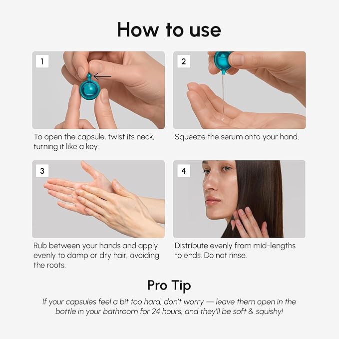 MAREE Hair Serum for Frizzy Dry Hair – Styling Capsules with Keratin, Argan Oil, Vitamins A E B5 – UV & Heat Protectant Frizz Control Serum for Women – Aceite Para el Cabello Treatment | for Frizzy