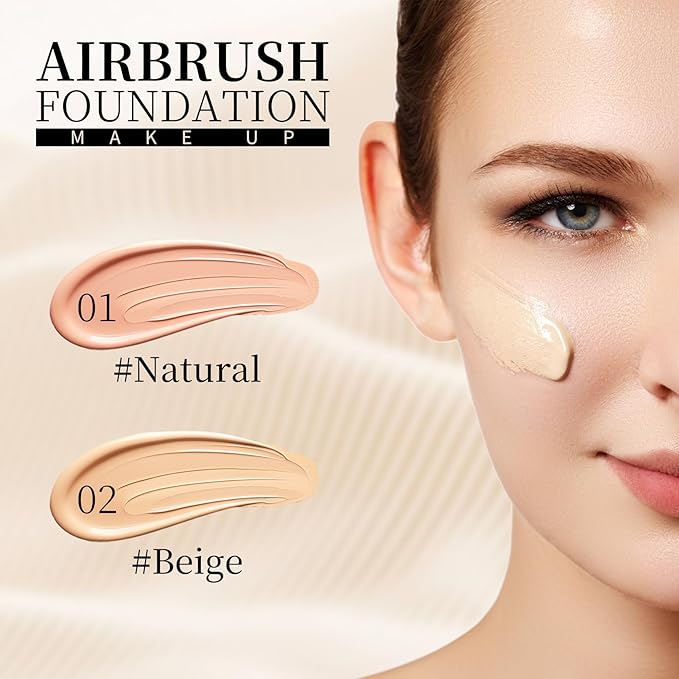 Air Brush Makeup Foundation,Magic Minerals Airbrush Foundation Makeup,Silk Flawless,Buildable Coverage,Moisturizing Formula for Smooth Radiant Skin,01 Natural/Warm Porcelain（Sunscreen）