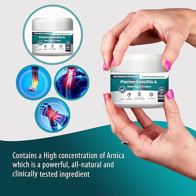M PAIN MANAGEMENT TECHNOLOGIES Plantar Fasciitis And Heel Spur Cream By PMT - Cream For Foot Relief. High Concentration of Arnica; Vitamin B6, MSM, Glucosamine - To Soothe and Relieve - 2.82 OZ