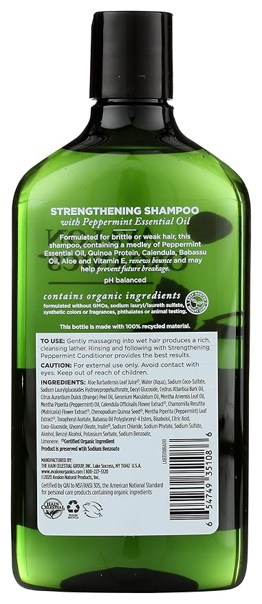 Avalon Organics Shampoo, Strengthening Peppermint, 11 Oz
