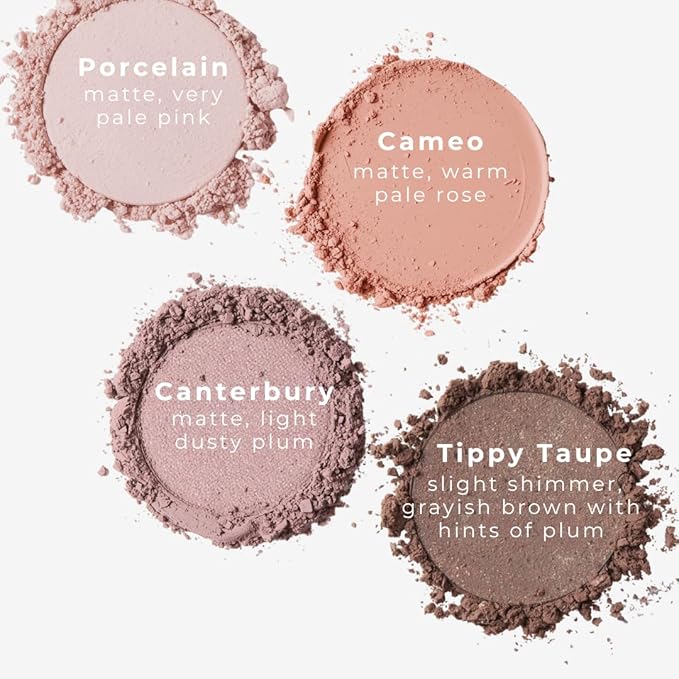Honeybee Gardens Skinny Dip Eyeshadow Refill Pans, Neutral Nude Pink Beige Shades, Pigmented Powder Eye Shadow, Vegan Talc Free Makeup, 26mm Magnetic Eye Shadow Palette Refills, 4 Pack