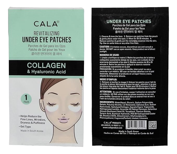 Cala Under Eye Patches Collagen + Hyaluronic Acid, Firming Hydrating Eye Masks to Depuff & Brighten, Helps Soften Fine Lines, 5 Pairs, 10–20 Minute Use