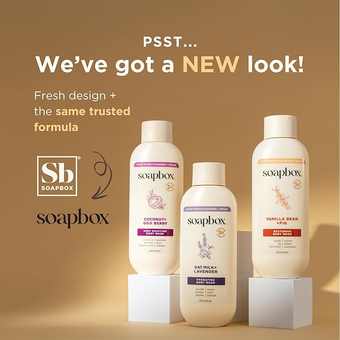 Soapbox Moisturizing Body Wash, Vanilla Bean & Fig Shower Gel - Hydrating Natural Body Wash with Shea Butter - Clean Ingredients Free of Harsh Chemicals, Sulfates, Parabens & Silicones - 2 Pack