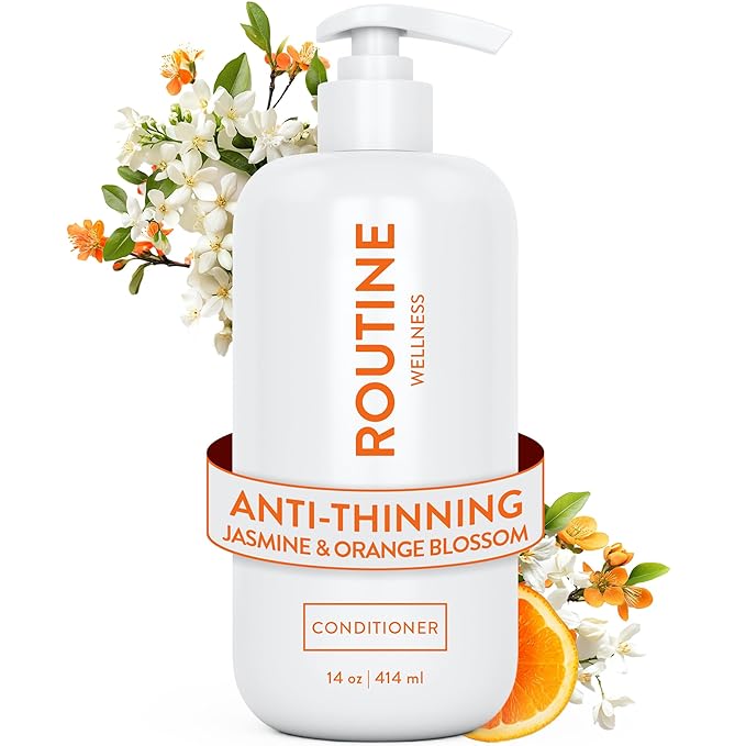 Routine Wellness Anti-Thinning Deep Conditioner for Thinning Hair to Reduce Breakage - CLINICALLY TESTED Formula with DHT Blockers Saw Palmetto, Nettle Oil - Jasmine & Orange Blossom Conditioner