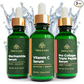 Skin Care Set, Brightening, Firming, Dry Face, Dermatologist Tested - Complete Hydration Trio, Vitamin C Serum, Niacinamide, Pro Collagen Peptide, 3 count of 1Fl oz