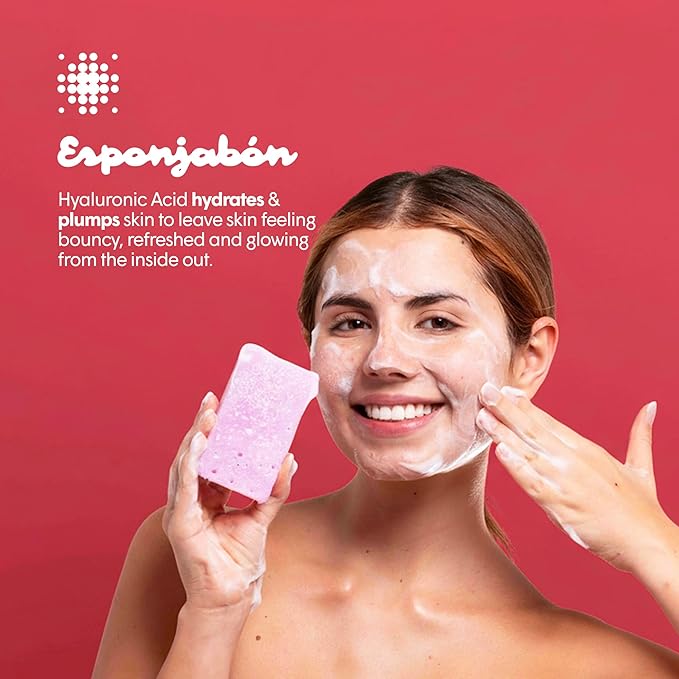 T.Taio Esponjabon 2-in-1 Soap and Sponge with Hyaluronic Acid – Moisturizing Shower Scrubber – Gentle Cleansing Bath Wash – Deep Clean, Soft Exfoliation & Rich Lather – for Face, Body, Feet & Elbows