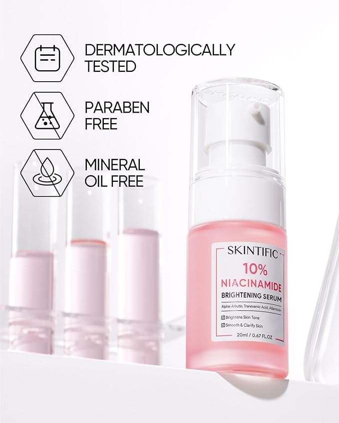 SKINTIFIC 10% Niacinamide Serum with Alpha Arbutin, Ceramide & Centella Asiatica – Brightens Skin, Maintains Skin Barrier