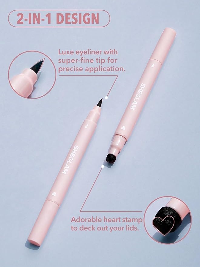SHEGLAM Heart Eyes 2-In-1 Stamp Eyeliner Waterproof Liquid Eyeliner Seal in Heart Shape Smudge-Proof Long Lasting