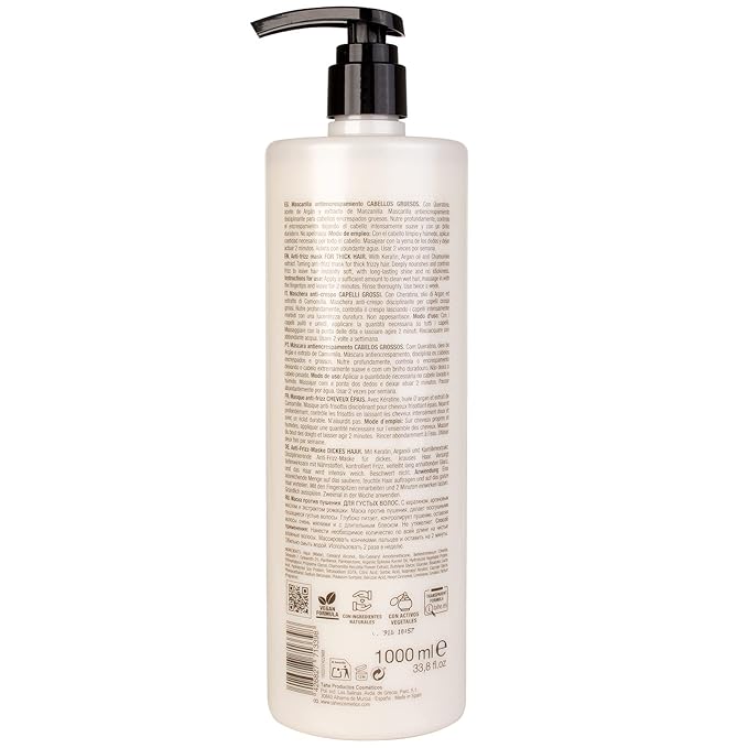 Tahe Miracle Gold Anti-Frizz Mask for Thick Hair with Keratin, Argan Oil, and Chamomile Extract, 1000ml