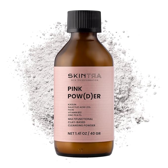 Pink Pow(d) er – Multi-Functional Enzyme Powder Cleanser with Salicylic-Acid, Rice Powder and Clay – 3-in-1 Face Wash, Exfoliator & Face Mask – Vegan, 40 g / 1.41 Fl. Oz