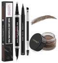 LAVONE Hair-Like Eyebrow Pen Makeup kit, Eyebrow Pencils for Women with Waterproof Microblading Eyebrow Pencil, Eyebrow Pomade, Eyeliner and Eyebrow Brush, Create Full, Natural Brows, DP Dark Brown