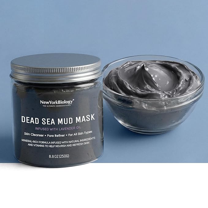 New York Biology Dead Sea Mud Mask for Face and Body | with Lavender | Spa Quality Pore Refiner for Oily Skin | Natural Skincare for Women & Men | Tighten Skin for A Healthier Complexion | 8.8 oz