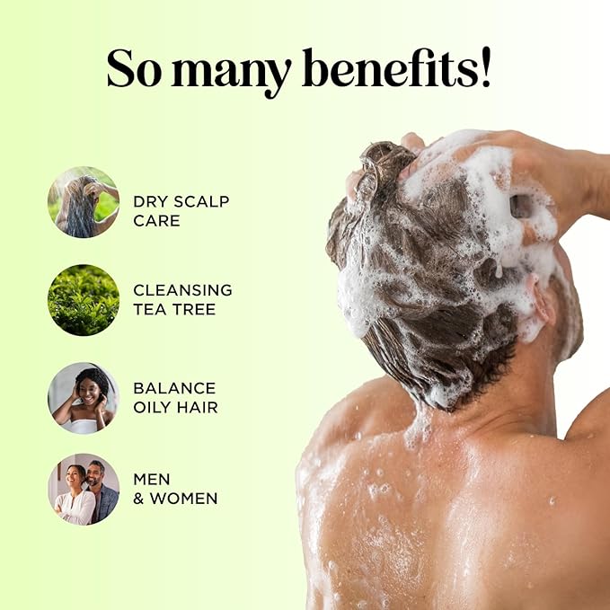 Clarifying Shampoo for Build Up & Oily Hair - Tea Tree Shampoo for Men and Women with Rosemary Essential Oil for Oily Hair and Scalp - Color Safe Vegan Sulfate Silicone & Paraben Free (12 Fl Oz)