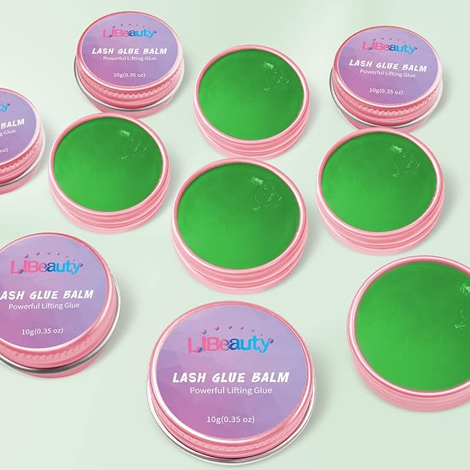 Libeauty Lash Lift Glue Balm Lash Lift Adhesive Strong Sticky Fruit Flavor Eyelash & Eyebrow Perm Glue Balm Brow Lamination Gel (Green Apple, 10g/0.35oz)