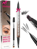 iMethod Eyebrow Pen - Eyebrow Pencil,2-in-1 Eyeliner Dual-Ended Brush-Tip Microblading 4d Eyebrow Pencils for women,Long Lasting Waterproof Hair-Like Brow Pencil,with Eyebrow Brush,Black