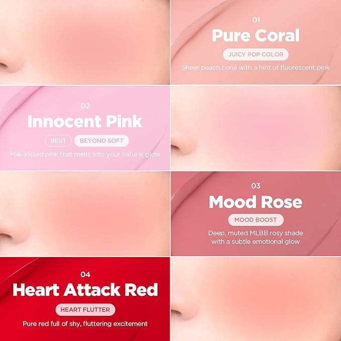 lilybyred Luv Beam Cheek Balm | Heart-Shaped Korean Cream Blush, Semi-Matte Finish, Long-Lasting, Blendable & Buildable, Soft Creamy Texture, Lightweight, Natural Flush, 0.12 oz. (09 Zesty Coral)