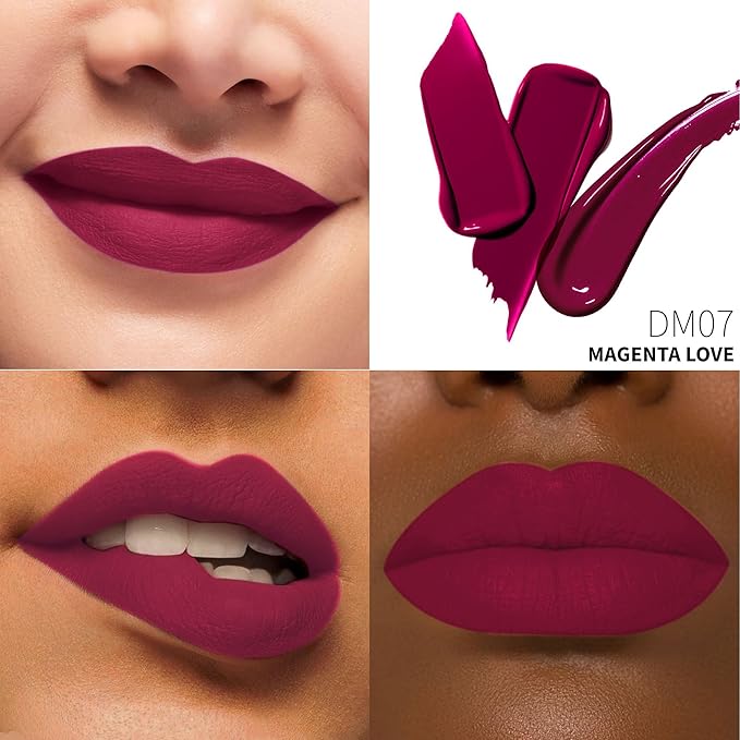 Depuplum Magenta Lipstick Matte for Women Color Stay Long Lasting Lipstick Smudgeproof Liquid Lipsticks Cruelty Free Lip Color for Mother's Day,DM07 Magenta Love