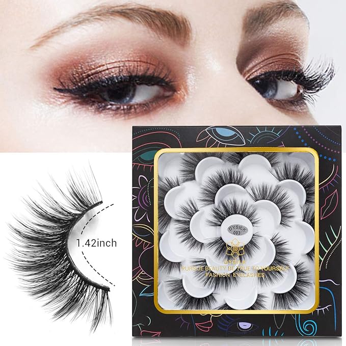 DYSILK Lashes Mink Eyelashes - False Eyelashes 10 Pairs 6D Faux Mink Lashes Pack Eye Lashes Cat Eye Lashes Fluffy Eyelashes Fake Lashes Reusable False Eyelashes Wispy | 15mm