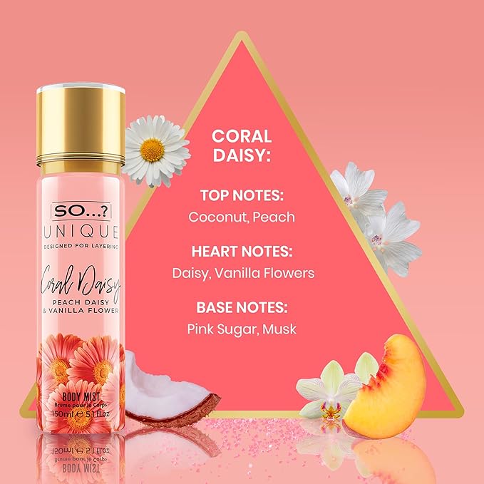 Unique Body Mist - Coral Daisy by So…? for Women - 5.1 oz Body Mist - Pack of 2