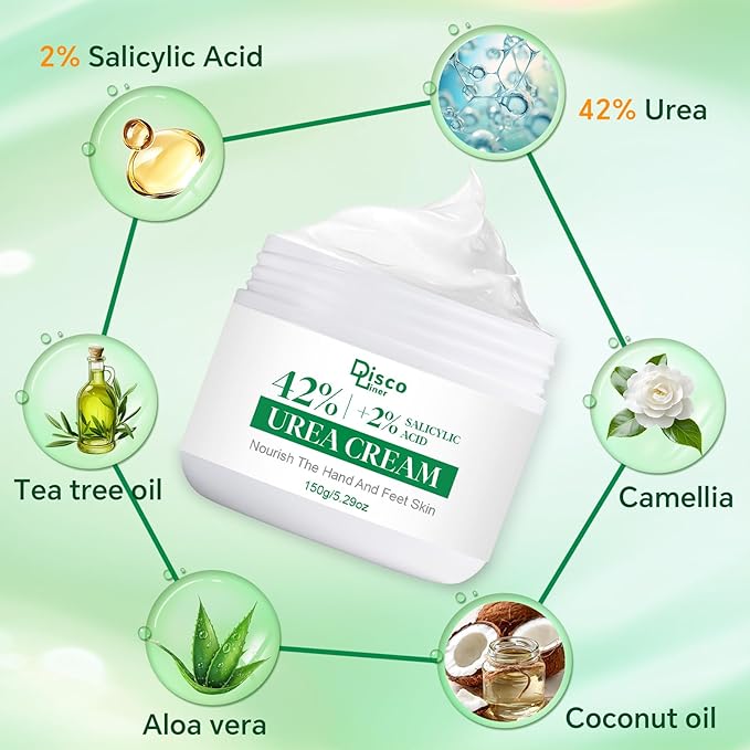 Professional 42% Urea Cream for Feet, Intense Moisturizer for Extremely Dry, Cracked Heels & Rough Skin, Callus Remover, Foot Softener Treatment, Safe Cracked Heel Repair