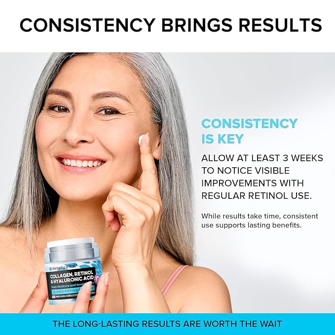 Anti-Aging Face Moisturizer with Retinol, Collagen & Hyaluronic Acid - Made in USA - Moisturizer Face Cream for Women & Men - Firming & Hydrating Neck Cream - Day & Night Skin Care - 1.7 fl oz