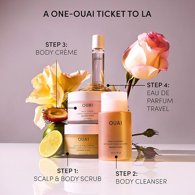 OUAI Body Cream Travel Size, Melrose Place - Hydrating Whipped Body Cream with Cupuaçu Butter, Coconut Oil & Squalane - Softens Skin and Delivers Healthy-Looking Glow - Sulfate Free Skin Care (3.4 Oz)
